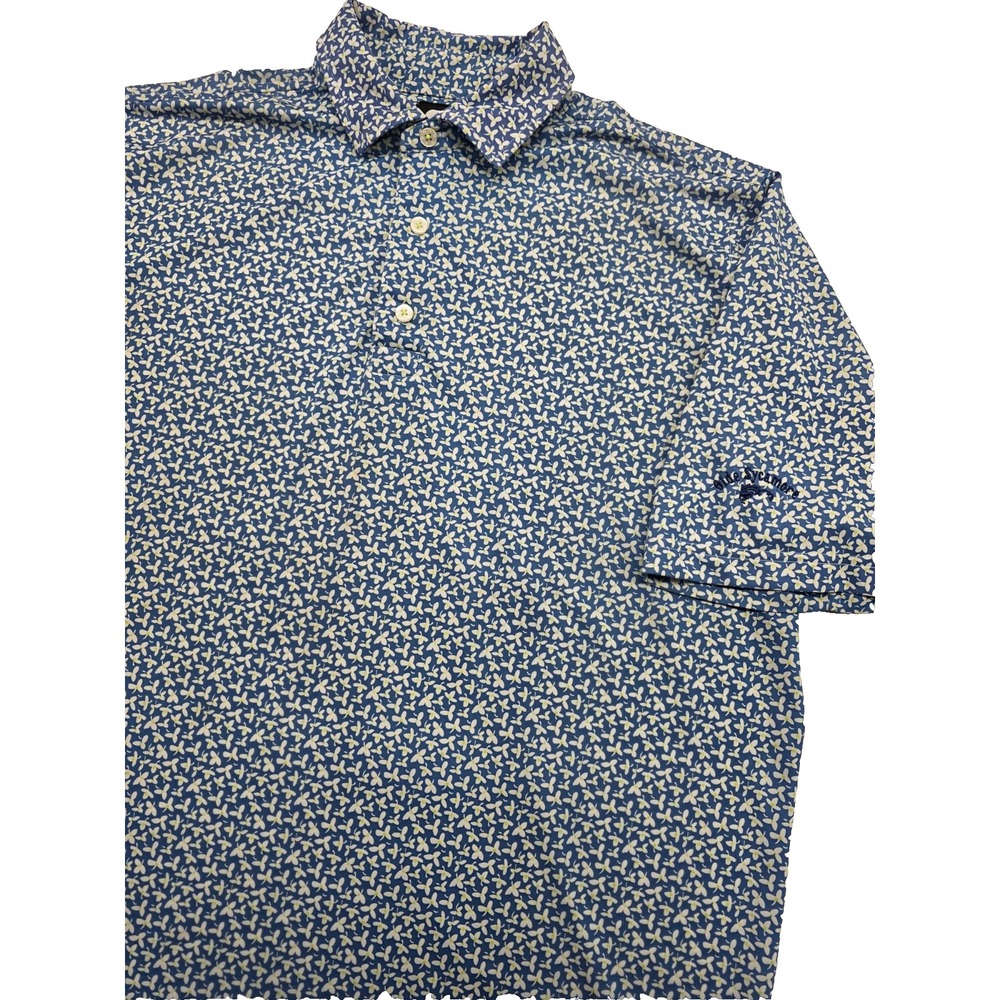 FootJoy Polo Shirt Mens‎ Logo Blue Floral Print Golf Performance Stretch - L